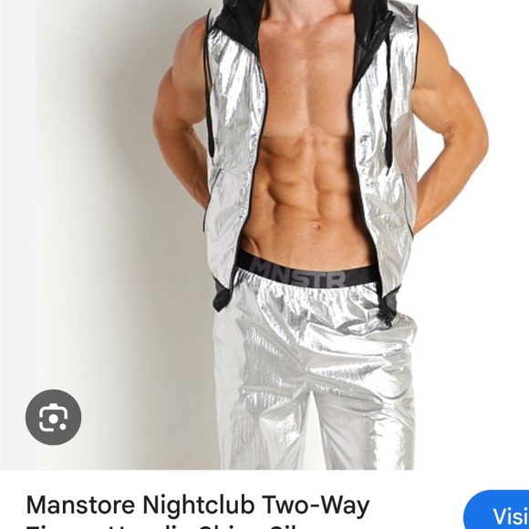 NWT Manstore Paperweight silver zip vest with hood. Size large - Picture 5 of 5